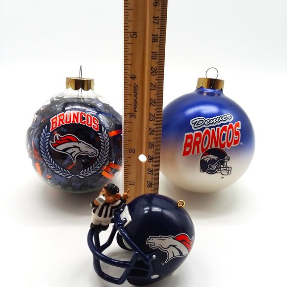 VTG Denver Broncos Christmas Ornaments Set Glass Bulb Mini Football Helmet NFL - Picture 6 of 9